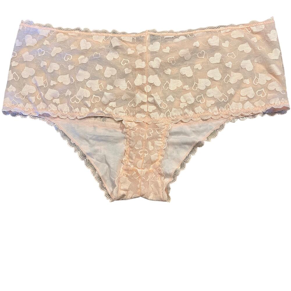 NEW W TAGS Torrid Cheeky Sz 5 Pink Hearts Lace Panty W Slit Crotch